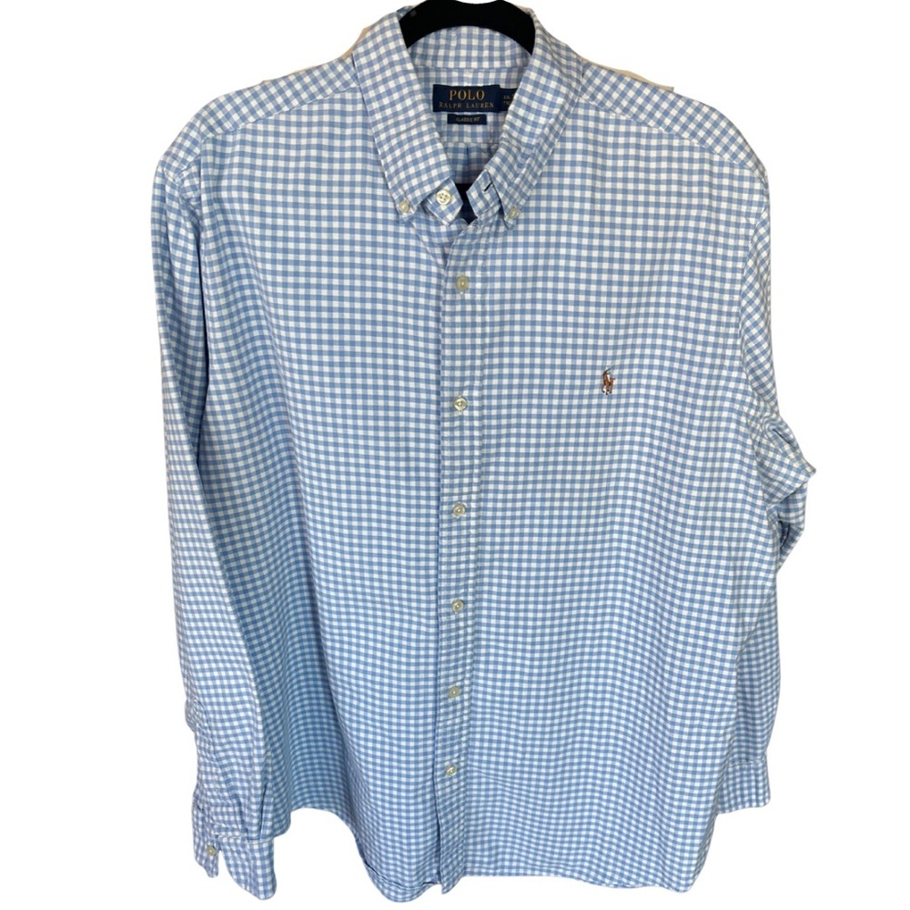 Polo Ralph Lauren Classic Fit Light Blue Gingham Button-Down – Men’s XXL